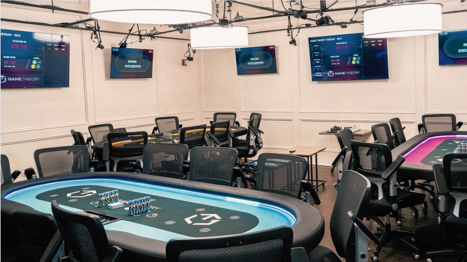 The multi-table room at Firefly Grill and Bar