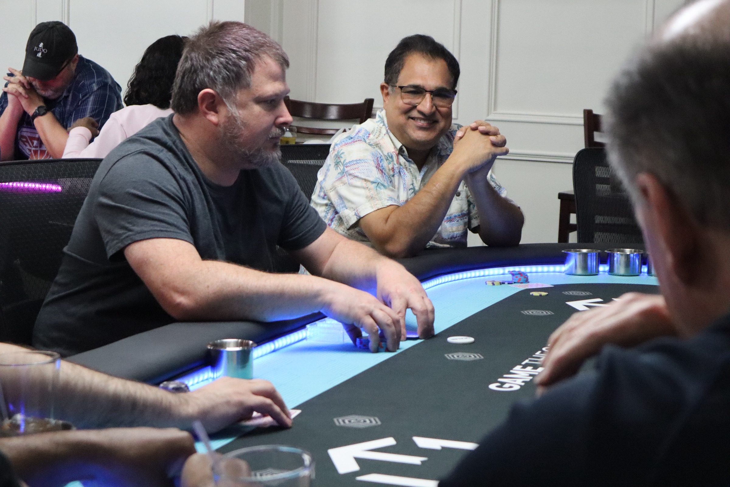 RF poker tables on a live card-room floor